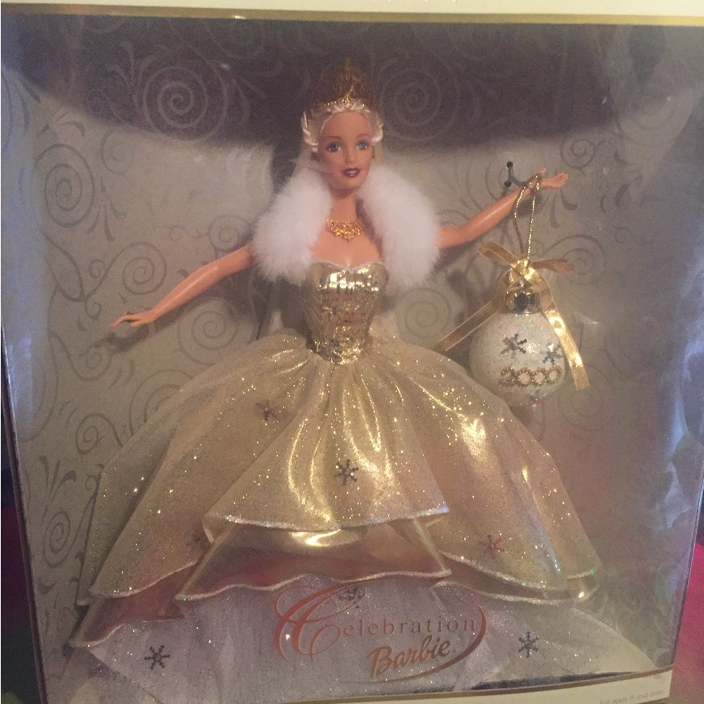 Barbie in Sparkling Gold Gown with White Fur